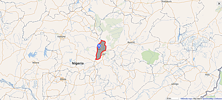 Location of Bassa County near Jos in Plateau state, Nigeria.