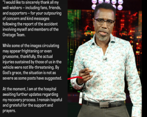 Jamaican TV presenter Winford Williams survives dramatic car crash, publicly praises “God’s grace” that injuries are not severe