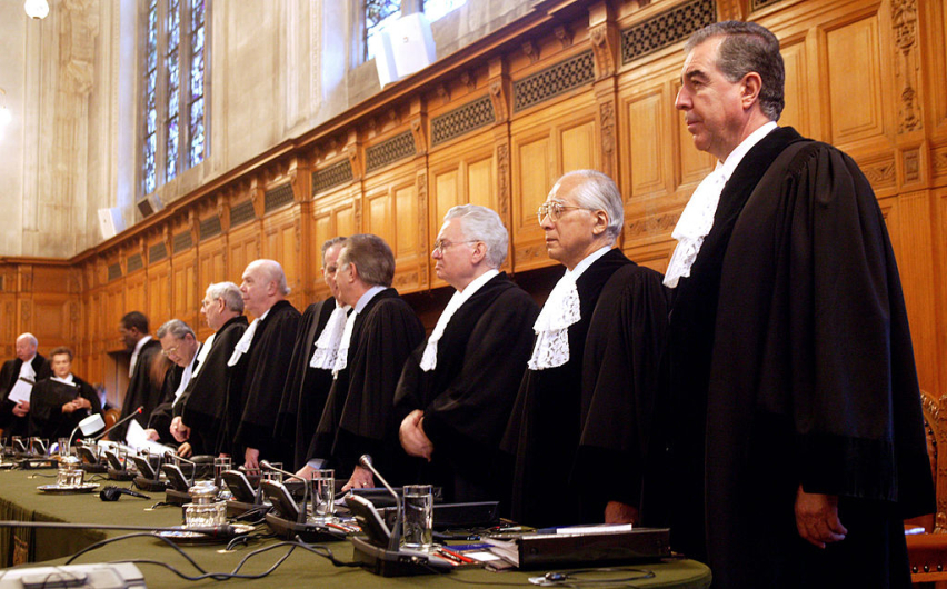 File photo of the judges of the International Court of Justice in The Hague, Netherlands.