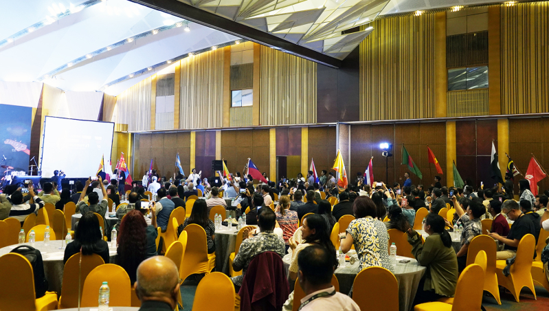 Delegates representing 22 nations carry their flags during the opening ceremony of the Arise Leadership Summit 2025, symbolizing unity and shared commitment to global missions.