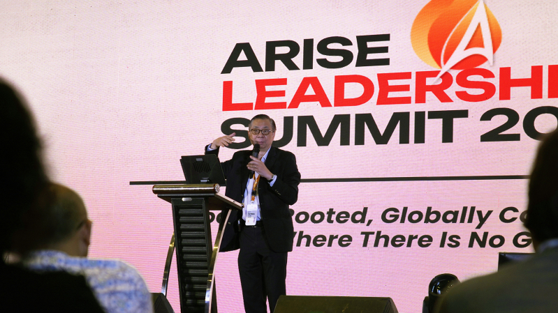 Rev. Dr. Patrick Fung, former General Director of OMF and Chair of Arise Asia, delivers a morning devotional at the Arise Leadership Summit, emphasizing, “We are to commend God’s work to another generation so that they also will serve God.”