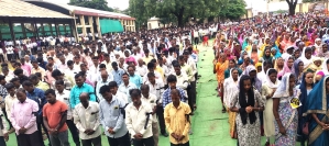 Silent protest in Sakri, Dhule, Maharashtra state, India on July 23, 2025 against politician’s offer to pay for violence against Christians.