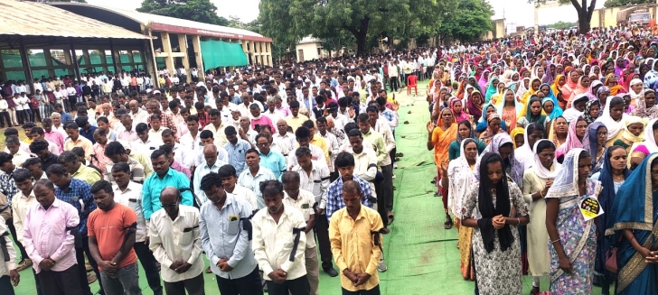 Silent protest in Sakri, Dhule, Maharashtra state, India on July 23, 2025 against politician’s offer to pay for violence against Christians.