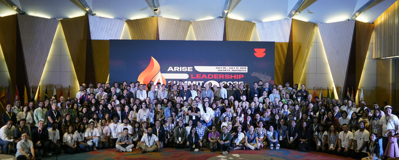 Participants of the Arise Leadership Summit 2025 gather for a group photo in Jakarta, Indonesia, representing 22 countries united in their commitment to mobilize the next generation for global missions.