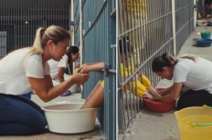 Washing feet in prison