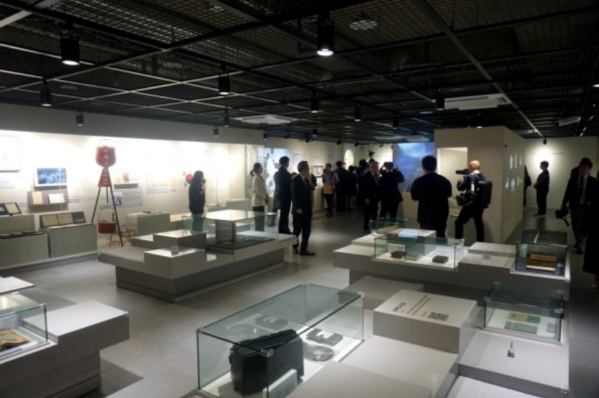 View of the permanent exhibition hall at the newly opened Korean Christian History and Culture Center in Seoul, showcasing artifacts from 140 years of mission history.