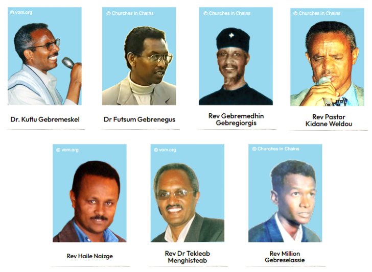 Seven Eritrean church leaders imprisoned without trial for more than 20 years.