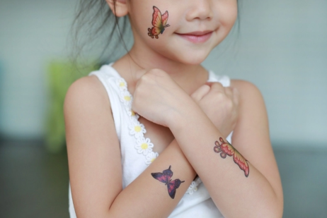 girl with tattoo stickers