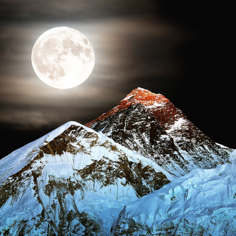 Mt Everest by moonlight