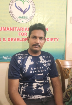 Maan Shaukat Masih, accused of blasphemy, after release on bail on Sept. 8, 2025.