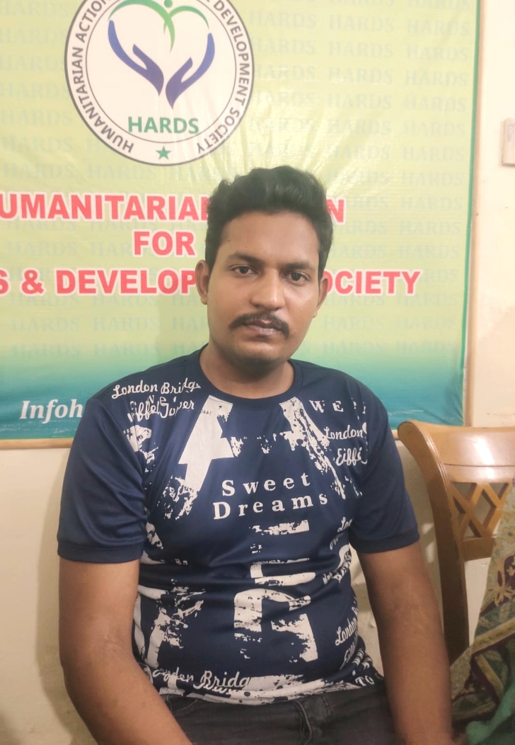Maan Shaukat Masih, accused of blasphemy, after release on bail on Sept. 8, 2025.