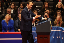 Co-founder Turning Point USA Charlie Kirk speaks following the inauguration of U.S. President Donald Trump during an event at Capital One Arena on January 20, 2025 in Washington, DC.