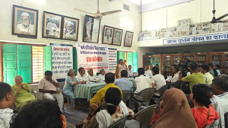Members of civil society organizations on Sept. 25, 2025 discuss strategies to fight Rajasthan state, India anti-conversion bill.