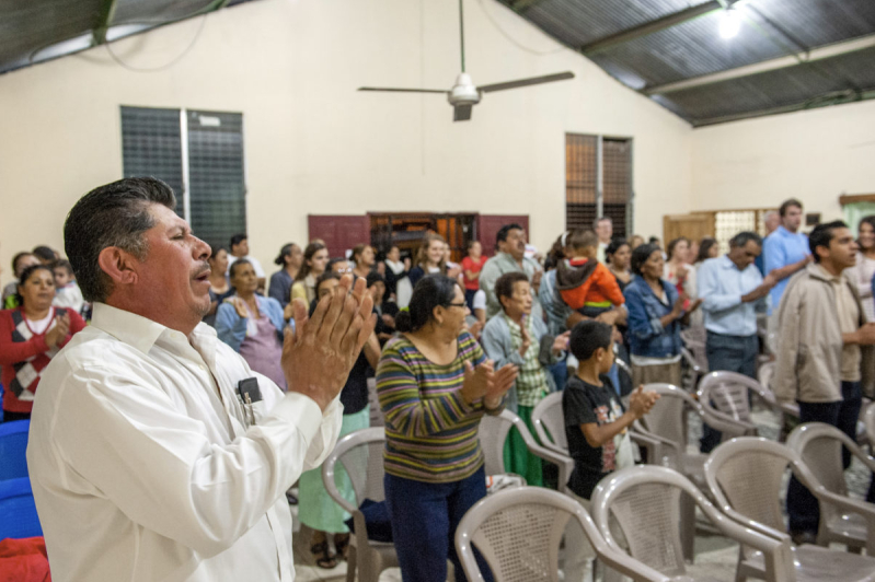 Believers worship together at church in Jinotega, Nicaragua.