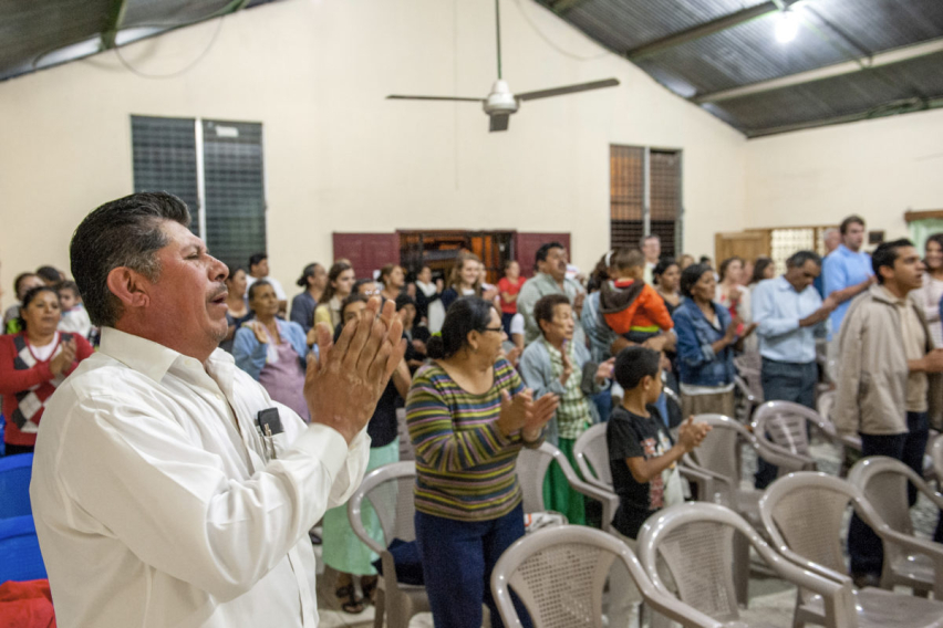 Believers worship together at church in Jinotega, Nicaragua.