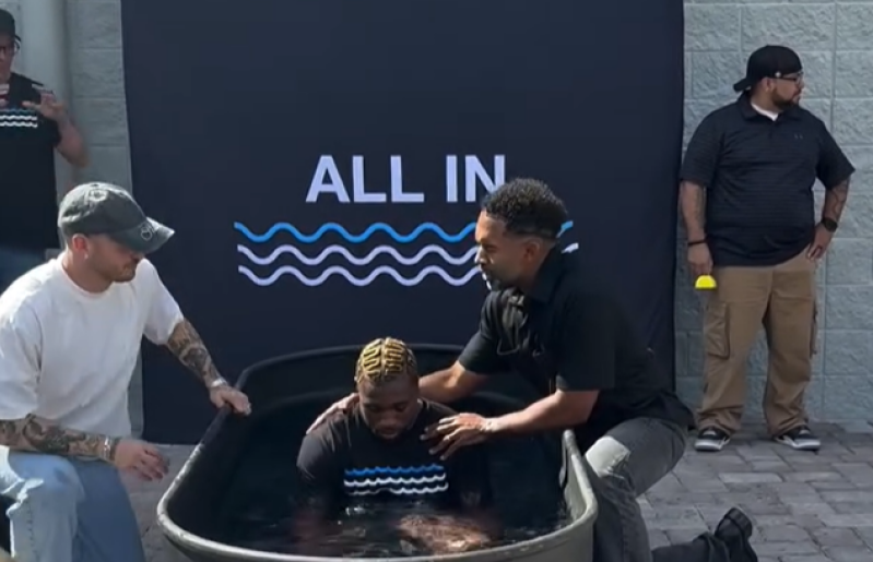 American sprinter Noah Lyles gets baptised with fiancee Jamaican athlete Junelle Bromfield