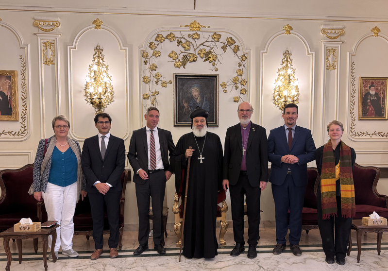 His Eminence Ignatius Aphrem II, Syriac-Orthodox Patriarch of Antioch and All the East (center), with ISHR President Archbishop Prof. Thomas Schirrmacher (next to the patriarch on the right) and ISHR Secretary General Matthias Boehning (next to Schirrmach