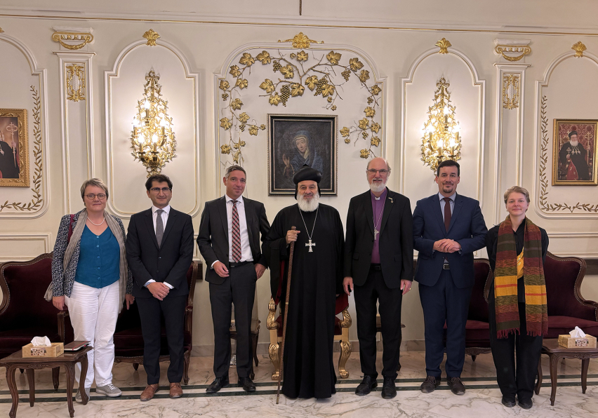 His Eminence Ignatius Aphrem II, Syriac-Orthodox Patriarch of Antioch and All the East (center), with ISHR President Archbishop Prof. Thomas Schirrmacher (next to the patriarch on the right) and ISHR Secretary General Matthias Boehning (next to Schirrmach
