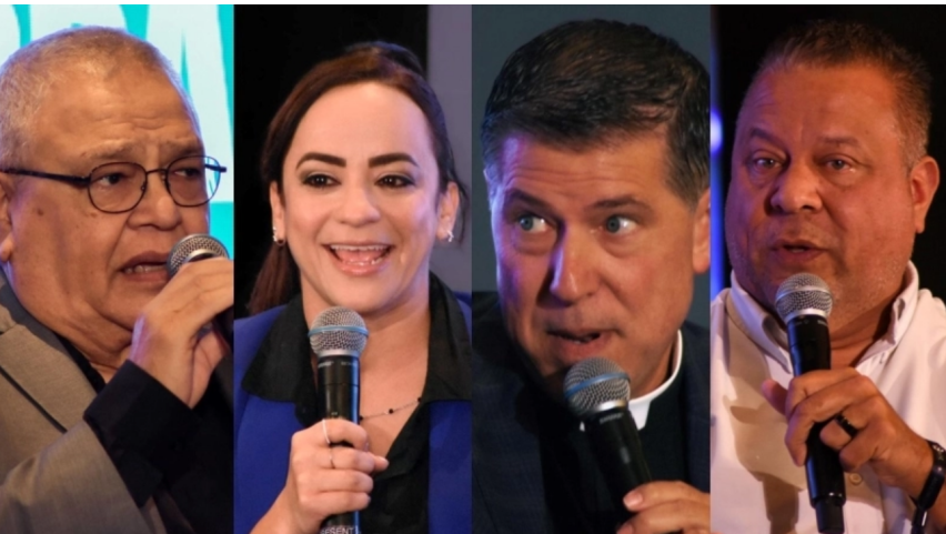 Melvin Rivera, Tayhana García, Father Alberto Cutié, and Ray Cruz together