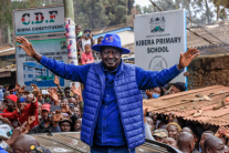 NAIROBI, KENYA: Kenyan opposition leader and candidate Raila Odinga waves to supporters after casting his vote in the Presidential elections on August 9, 2022 in Nairobi, Kenya. Odinga passed away on Oct. 15, 2025.