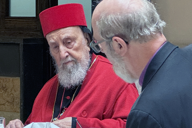 Schirrmacher in conversation with the Syrian Orthodox Archbishop of Baghdad in October 2025.