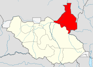 Location of Upper Nile state, South Sudan.