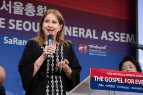 Cinthia Hieber, President and CEO of the Paraguayan Stuttering Association, shares her testimony and calls for radical inclusion of people with disabilities during the second panel at the World Evangelical Alliance General Assembly in Seoul on Oct. 27, 20