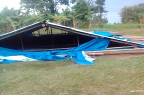 Fit for Jesus Evangelical Church building demolished on Oct. 15, 2025 in Muguti village, Budaka District, Uganda.