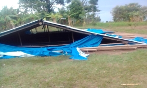 Fit for Jesus Evangelical Church building demolished on Oct. 15, 2025 in Muguti village, Budaka District, Uganda.