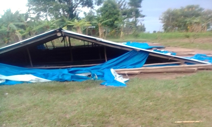 Fit for Jesus Evangelical Church building demolished on Oct. 15, 2025 in Muguti village, Budaka District, Uganda.