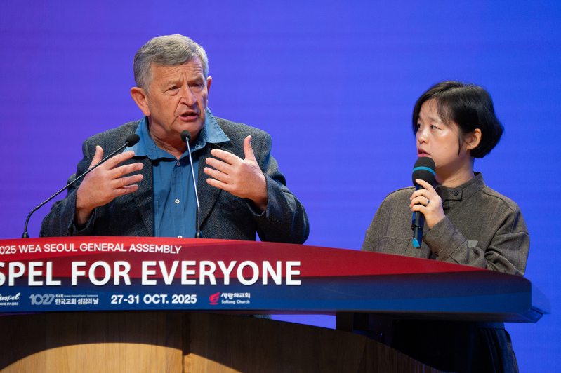 Joshua Williams, Director of Africa Services for Open Doors International, speaks under an alias at the World Evangelical Alliance General Assembly in Seoul on Oct. 28, urging global believers to break their silence and stand with persecuted Christians.