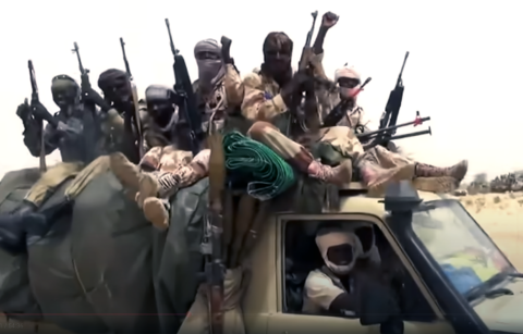 Screenshot from a video shows armed militants in Nigeria. The extremist group Boko Haram, along with Islamic State affiliates and Fulani militant herders, has been responsible for widespread attacks on Christian communities.