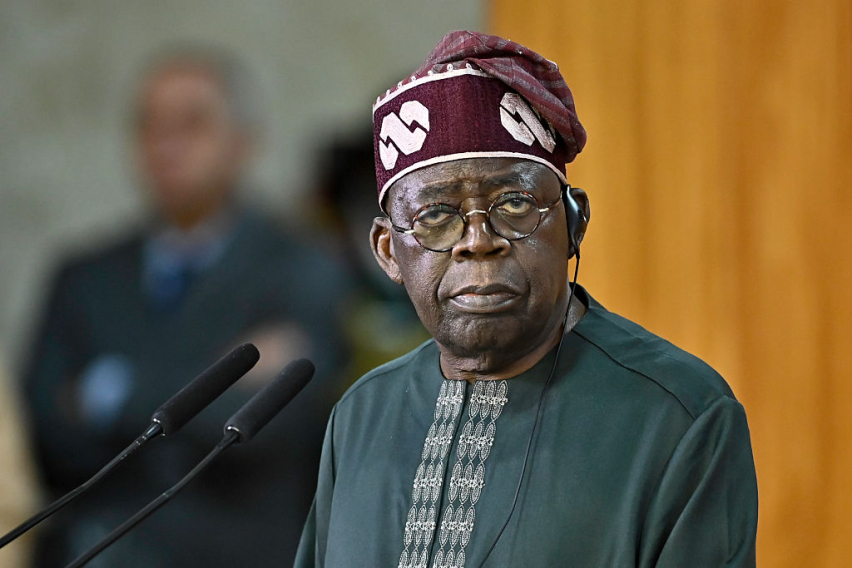 President of Nigeria, Bola Tinubu, looks on during an official visit to Brazil at Planalto Palace on August 25, 2025 in Brasilia, Brazil.
