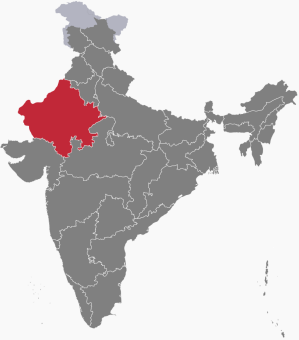 Location of Rajasthan state, India.