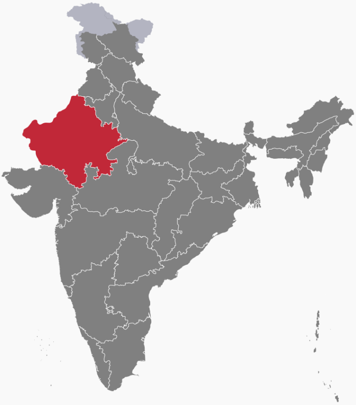 Location of Rajasthan state, India.