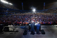 Thousands filled Vélez Stadium in Buenos Aires on Friday, Nov. 7, 2025, for the opening night of the “Esperanza Buenos Aires” festival.