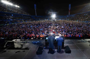 Thousands filled Vélez Stadium in Buenos Aires on Friday, Nov. 7, 2025, for the opening night of the “Esperanza Buenos Aires” festival.