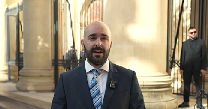Matthew Grech gives update to supporters after postponed hearing on Nov. 6, 2025 in Malta.