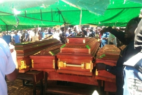 Funeral service for Christians killed in Damakasuwa, Kaduna state, Nigeria on Nov. 8, 2025.