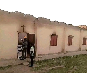 Church of the Brethren in Nigeria building destroyed by Boko Haram in Pemi village, Chibok LGA, Nigeria, on Nov. 8, 2025.