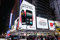 A digital billboard in New York’s Times Square promotes the Bible App, highlighting YouVersion’s global reach and growing engagement with Scripture.