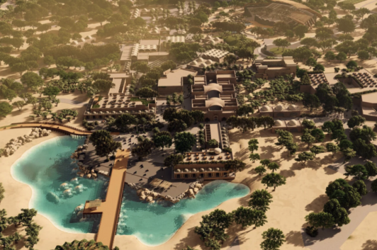 An artistic rendering of the proposed Pilgrimage Village of the Baptism Development Zone of the Bethany beyond the Jordan area in Jordan.