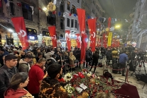 Memorial site after 2022 terrorist attack in Istanbul, Turkey.