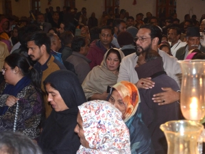 Christians on Dec. 6, 2025 mourn the killing of the Rev. Kamran Salamat in Gujranwala the previous day.