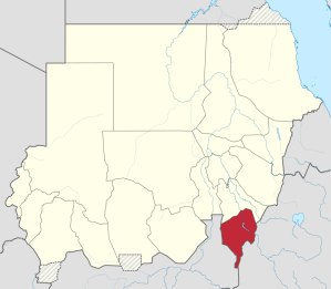 Location of Blue Nile state in Sudan.