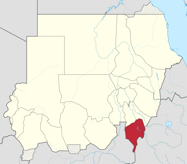 Location of Blue Nile state in Sudan.