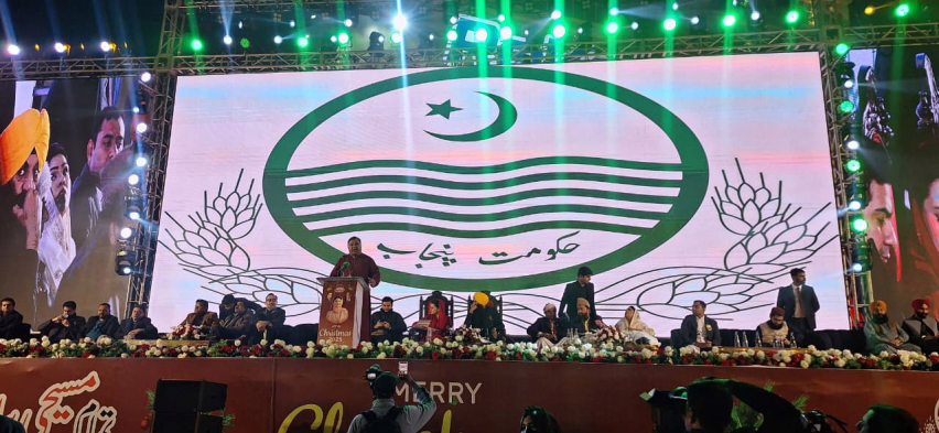 The Rev. Nadeem Kamran, Bishop of the Lahore Diocese, addresses the first government-sponsored Christmas rally organized by the Punjab provincial government in Lahore on Dec. 14, 2025.