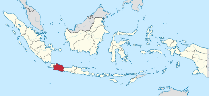 Location of West Java Province in Indonesia.