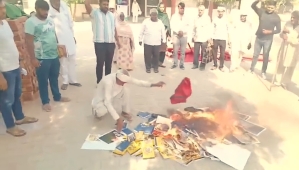 Burning of Bibles during attack on Christians in Harayana state’s Titoli village on Nov. 7, 2025.