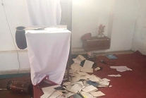 Bibles and hymnbooks torn at church in Ghanekey village, Kasur District, Punjab Province, Pakistan on Jan. 5, 2026.